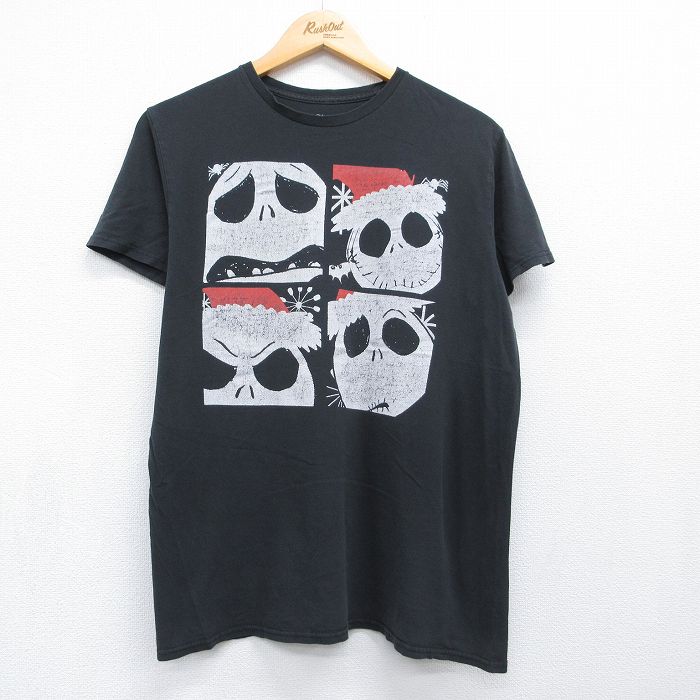 ディズニー 半袖Tシャツ ナイトメアビフォアクリスマス ブラック メンズL相当 | 古着