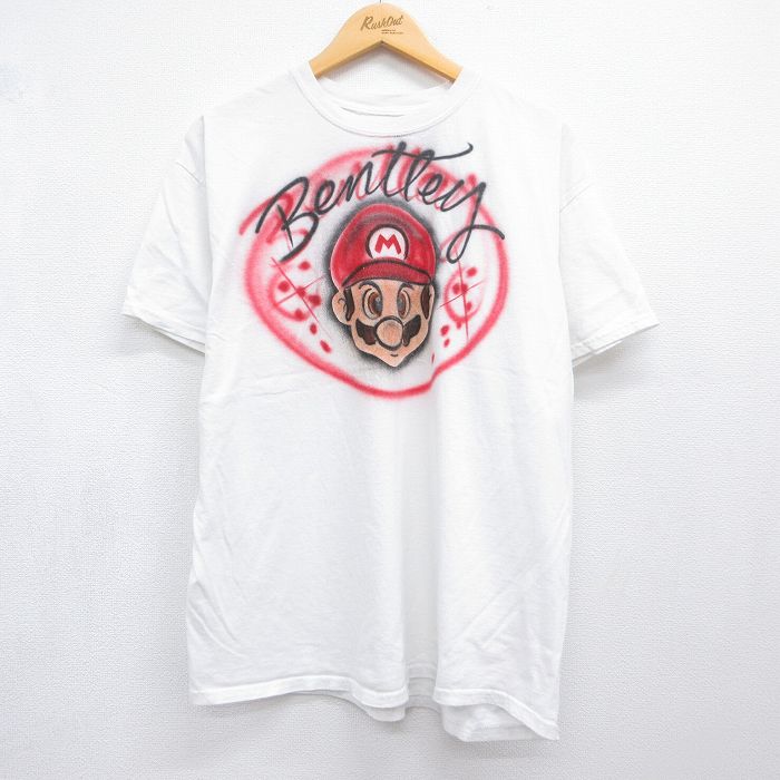半袖Tシャツ マリオエアブラシ ホワイト メンズXL相当 | 古着