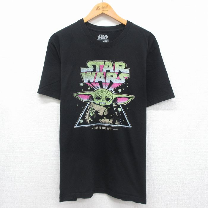 スターウォーズ 半袖Tシャツ ベビーヨーダ ブラック メンズXL相当 | 古着