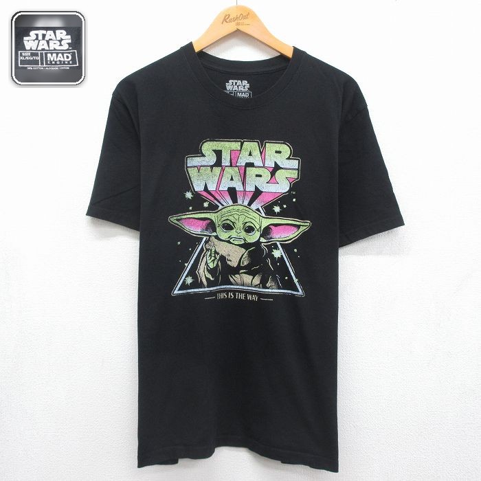 スターウォーズ 半袖Tシャツ ベビーヨーダ ブラック メンズXL相当 | 古着