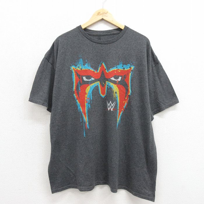 ワールドプロレスリング 半袖Tシャツ アルティメットウォリアープリント グレー メンズXL相当 | 古着