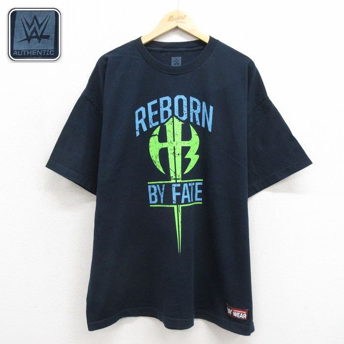 ワールドプロレスリング 半袖Tシャツ REBORN ブラック メンズXL相当 | 古着