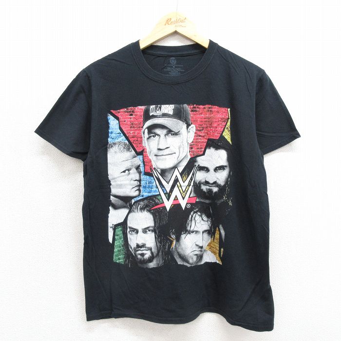 ワールドプロレスリング 半袖Tシャツ ジョンシナプリント ブラック メンズL相当 | 古着