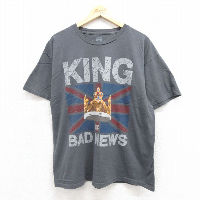 ワールドプロレスリング 半袖Tシャツ キングバレット グレー メンズXL相当 | 古着