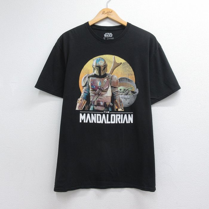 スターウォーズ 半袖Tシャツ マンダロリアン ベビーヨーダプリント ブラック メンズXL相当 | 古着