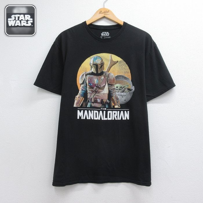 スターウォーズ 半袖Tシャツ マンダロリアン ベビーヨーダプリント ブラック メンズXL相当 | 古着
