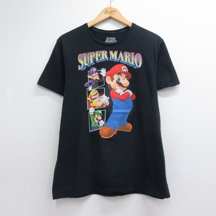 スーパーマリオ 半袖Tシャツ スーパーマリオプリント ブラック メンズL相当 | 古着