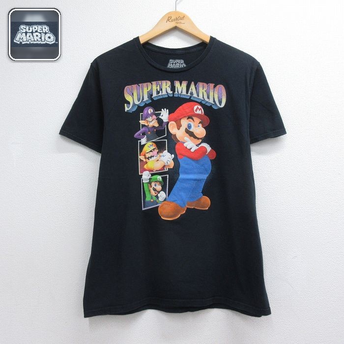 スーパーマリオ 半袖Tシャツ スーパーマリオプリント ブラック メンズL相当 | 古着