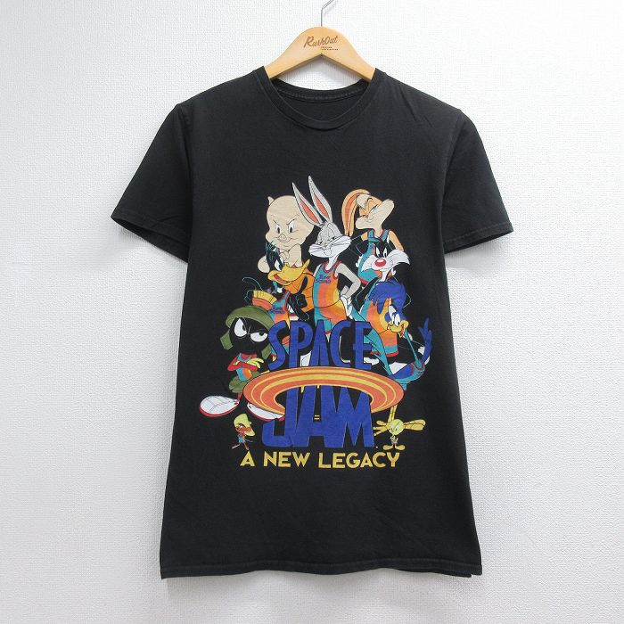 スペースジャム 半袖Tシャツ ルーニーテューンズプリント ブラック メンズM相当 | 古着