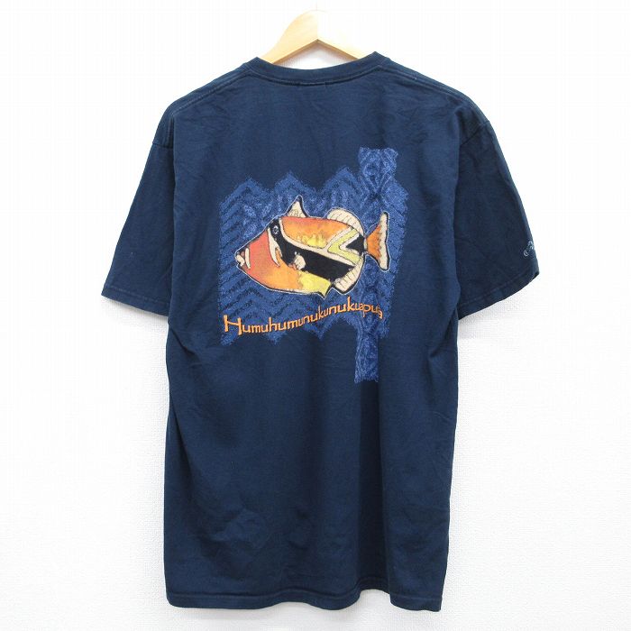 Crazy Shirts 半袖Tシャツ 魚 ネイビー メンズL相当 | 古着