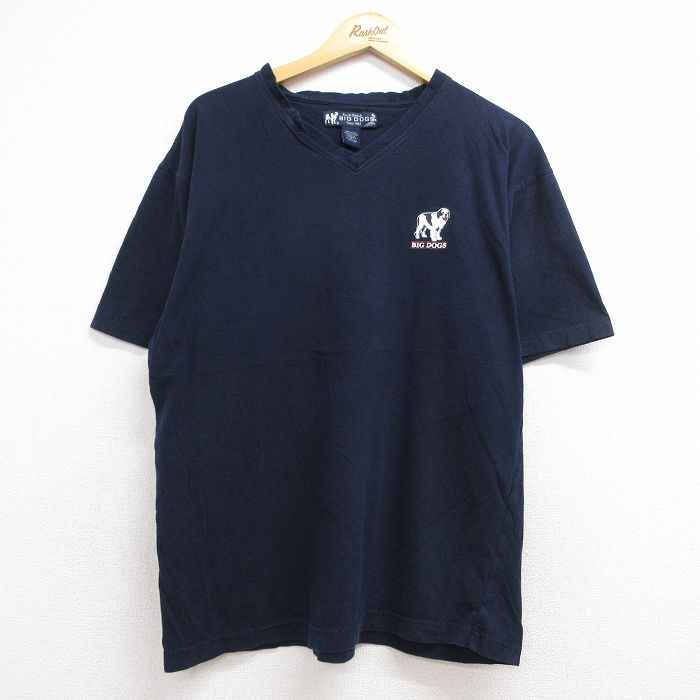 ビッグドッグス 半袖Tシャツ ワンポイントロゴ ネイビー メンズXL相当 | 古着