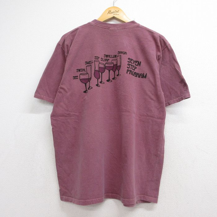Crazy Shirts 半袖Tシャツ ワイングラス バーガンディ メンズL相当 | 古着