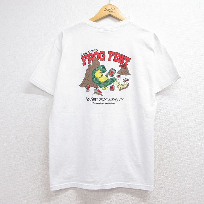 半袖Tシャツ カエル ホワイト メンズL相当 | 古着