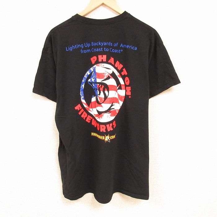 XL★古着 半袖 Tシャツ メンズ ファントム 大きいサイズ クルーネック 黒 ブラック 24feb16 中古