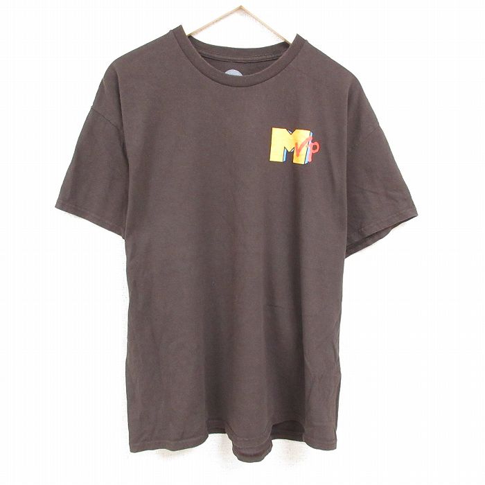 【50%OFF】XL★古着 半袖 Tシャツ メンズ MVP 大きいサイズ コットン クルーネック こげ茶 ブラウン 24feb19 中古