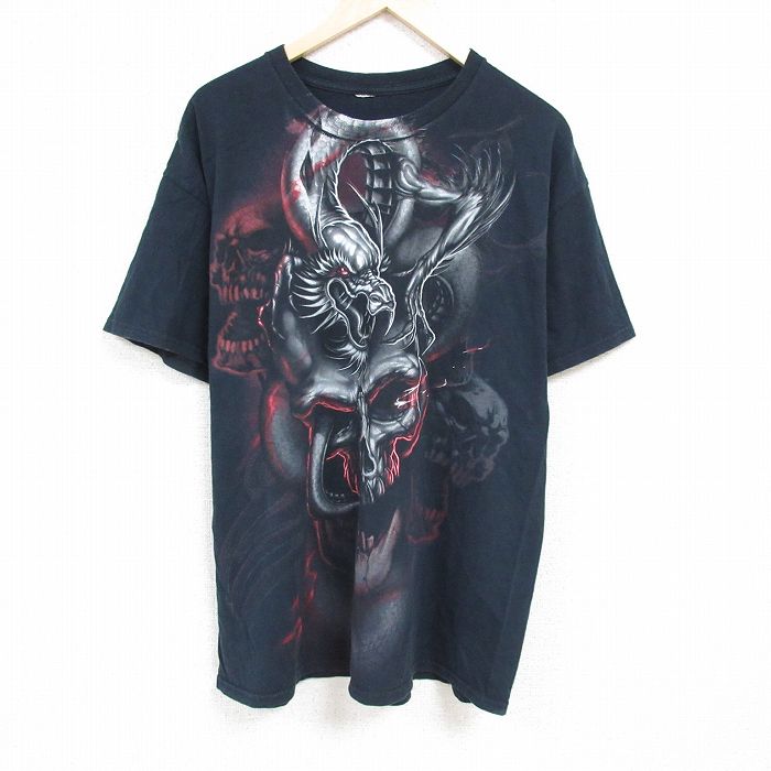 スカルTシャツ ブラック XL | 古着