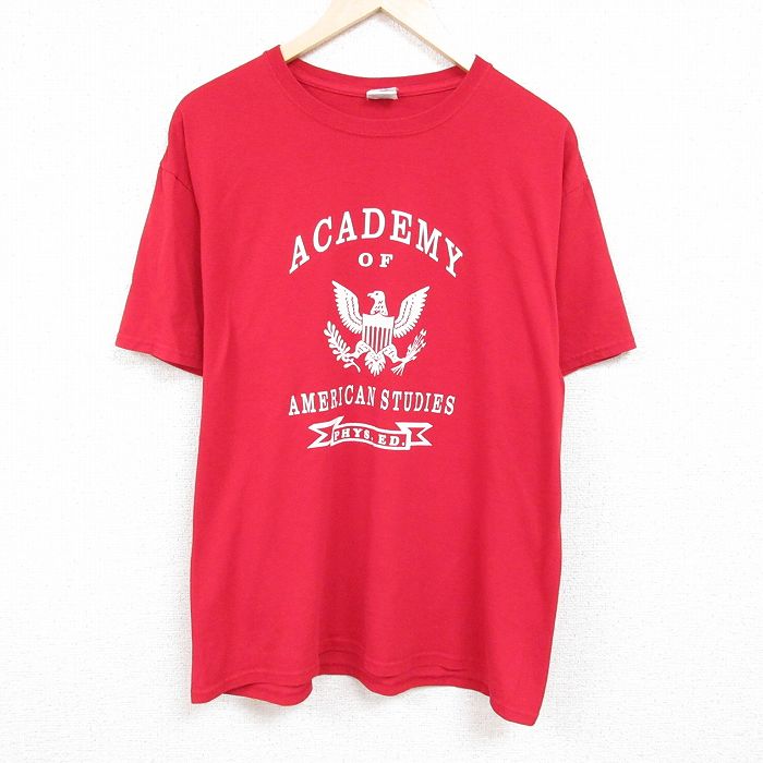 【50%OFF】XL★古着 ジャージーズ 半袖 Tシャツ メンズ アカデミー 大きいサイズ クルーネック 赤 レッド 24mar08 中古