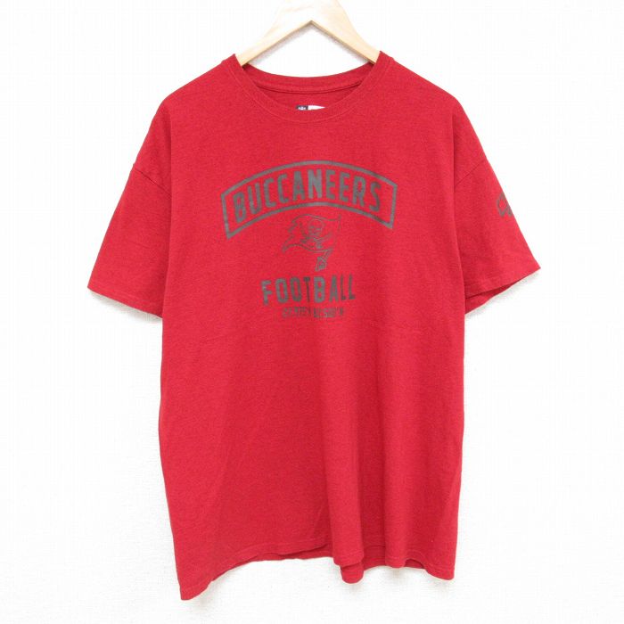 XL★古着 半袖 Tシャツ メンズ NFL タンパベイバッカニアーズ 大きいサイズ クルーネック 赤 レッド 霜降り アメフト スーパーボウル 24mar21 中古