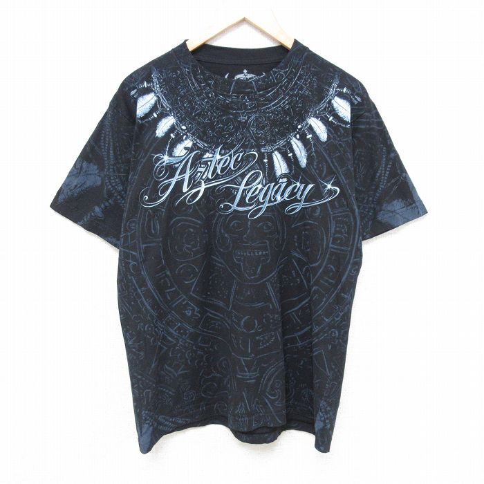 半袖Tシャツ ワシ全面プリント ブラック L | 古着