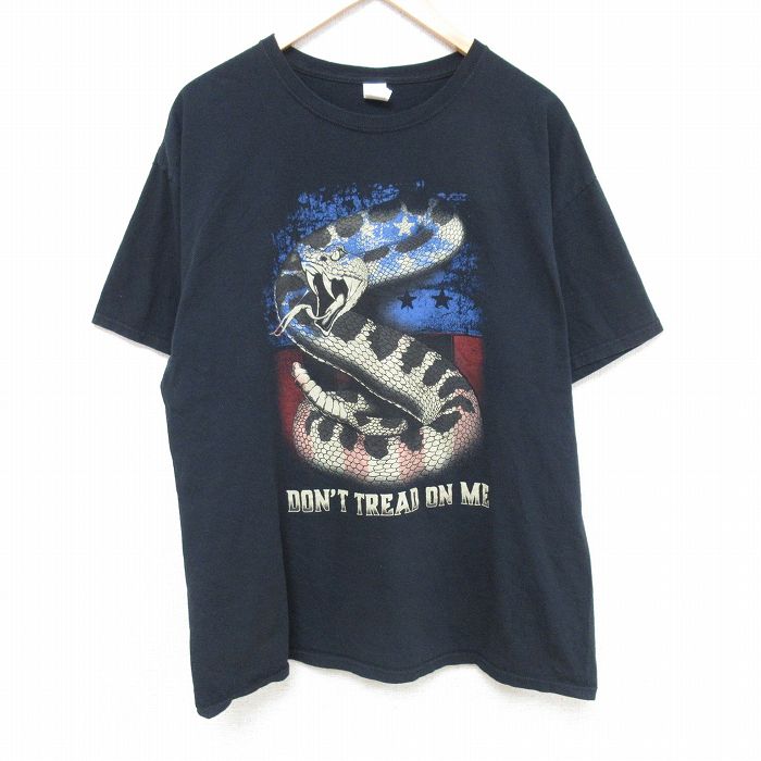 【50%OFF】XL★古着 フルーツオブザルーム 半袖 Tシャツ メンズ ヘビ コットン クルーネック 紺 ネイビー 24apr08 中古