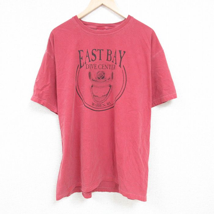 XL★古着 半袖 Tシャツ メンズ イーストベイ 大きいサイズ コットン クルーネック エンジ 24apr09 中古