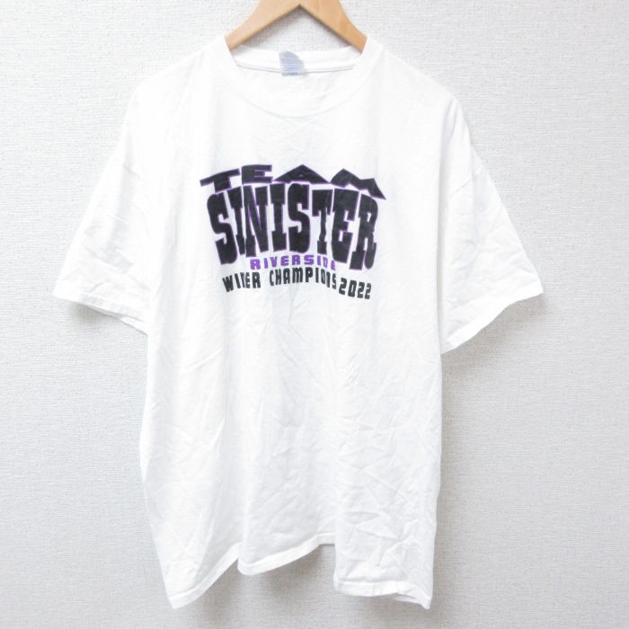 【50%OFF】XL★古着 半袖 Tシャツ メンズ ソフトボール リバーサイド 大きいサイズ コットン クルーネック 白 ホワイト 24apr11 中古