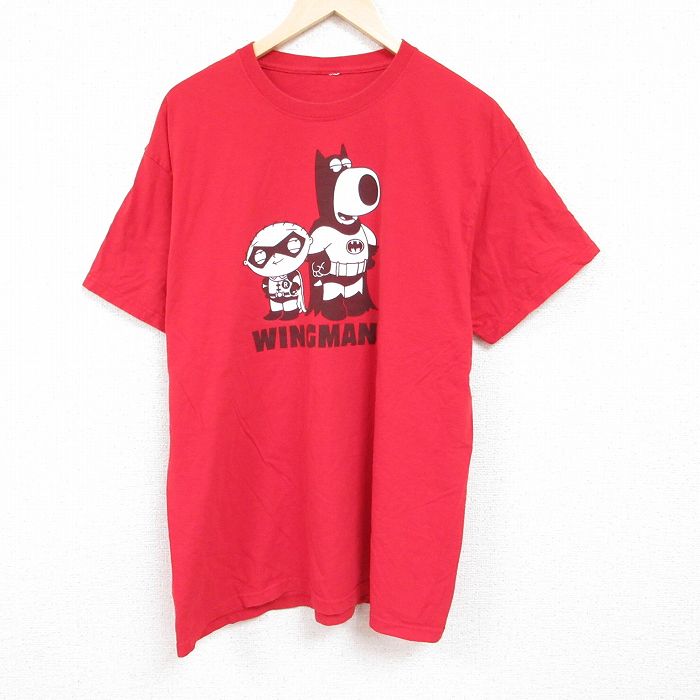 【50%OFF】XL★古着 半袖 Tシャツ メンズ ファミリーガイ ステューウィー 大きいサイズ クルーネック 赤 レッド 24apr16 中古