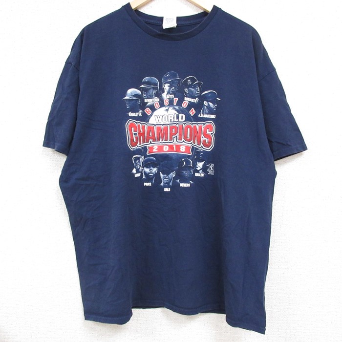 XL★古着 半袖 Tシャツ メンズ MLB ボストンレッドソックス デビッドプライス 大きいサイズ コットン クルーネック 濃紺 ネイビー メジャーリーグ ベースボール 野球 24apr20 中古