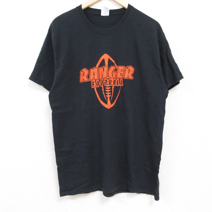 L★古着 半袖 Tシャツ メンズ RANGER コットン クルーネック 黒 ブラック 24jun05 中古