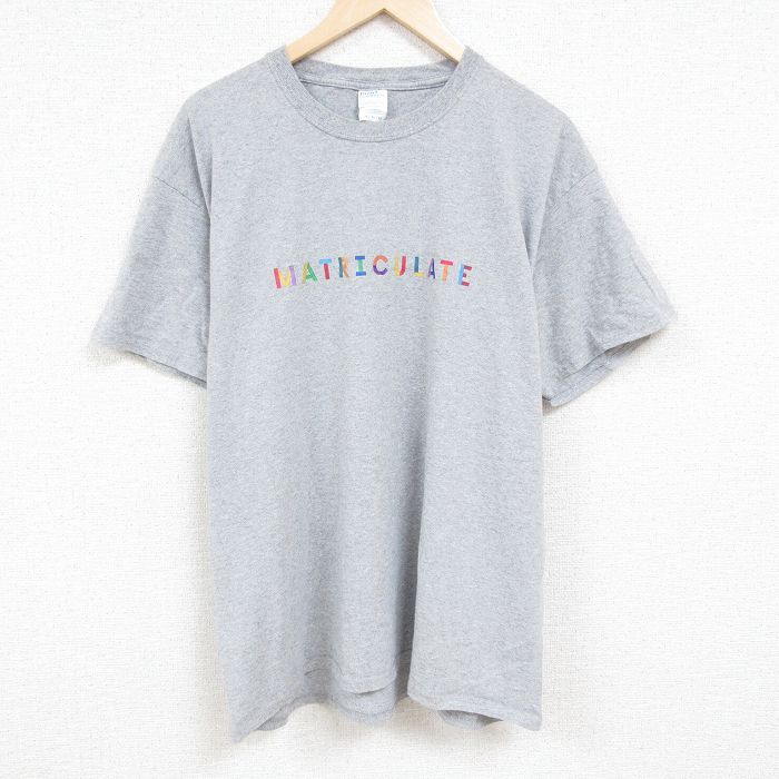 XL★古着 半袖 Tシャツ メンズ マトリキュレート 大きいサイズ クルーネック グレー 霜降り 24jun05 中古
