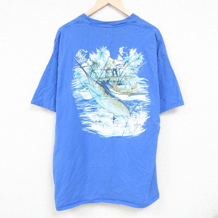半袖Tシャツ 胸ポケット付き ネイビー XL | 古着