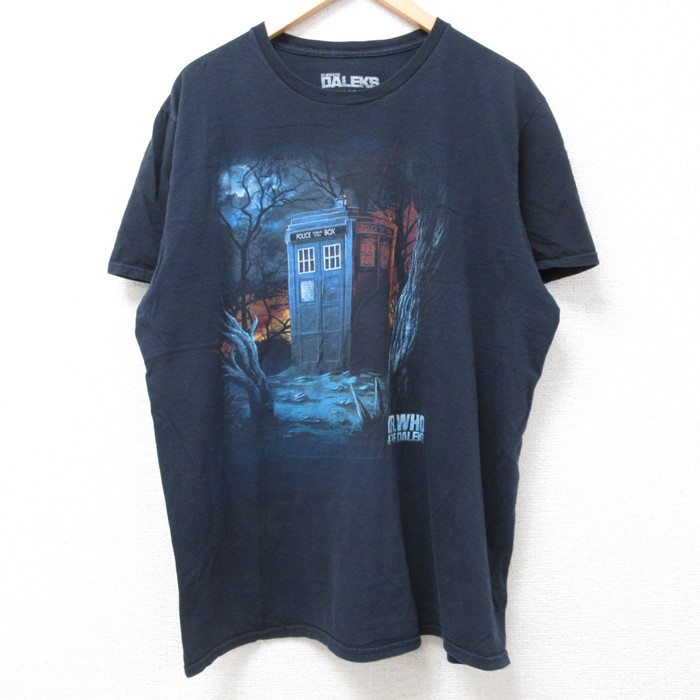 L★古着 半袖 Tシャツ メンズ ドクターフー コットン クルーネック 紺 ネイビー 24jun10 中古