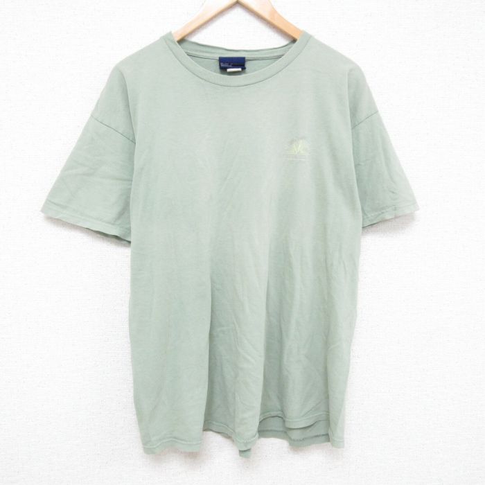 XL★古着 MVスポーツ 半袖 Tシャツ メンズ 大きいサイズ コットン クルーネック 薄緑 グリーン 24jul05 中古
