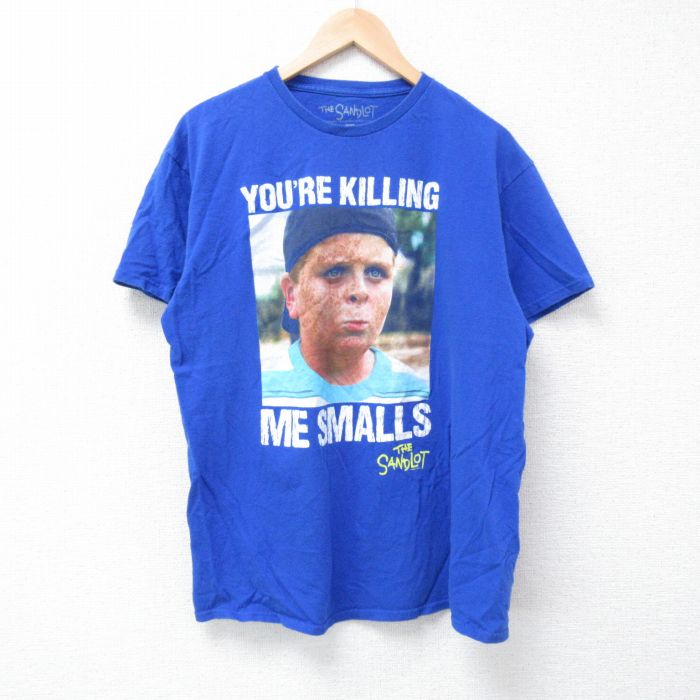 L★古着 半袖 Tシャツ メンズ 映画 サンドロット コットン クルーネック 青 ブルー 24jul08 中古