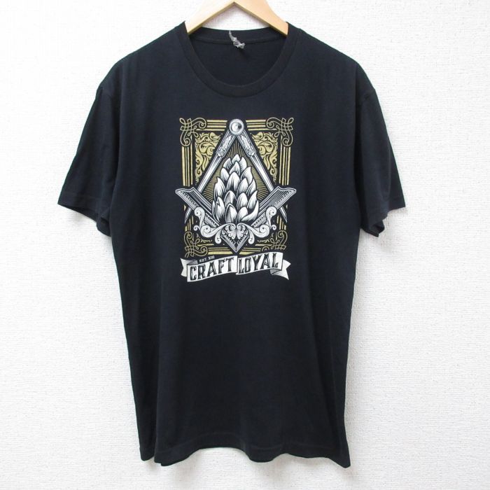 XL★古着 半袖 Tシャツ メンズ CRAFT LOYAL クルーネック 黒 ブラック 24jul18 中古