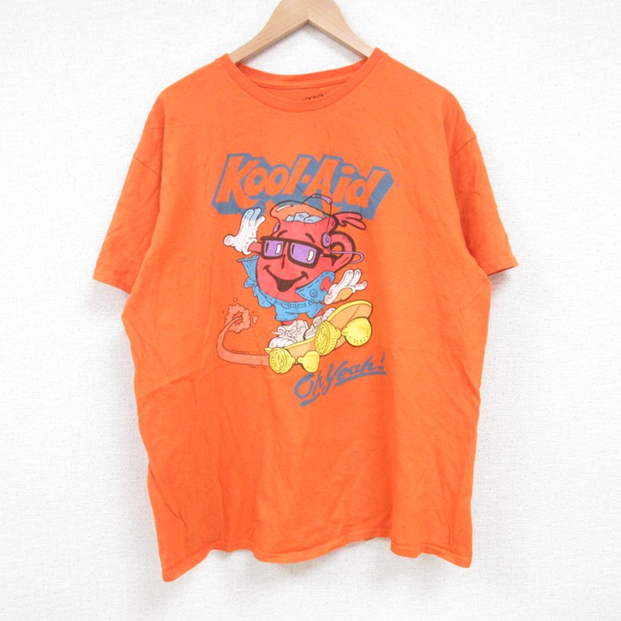 【50%OFF】L★古着 半袖 Tシャツ メンズ クールエイド コットン クルーネック オレンジ 25apr19 中古