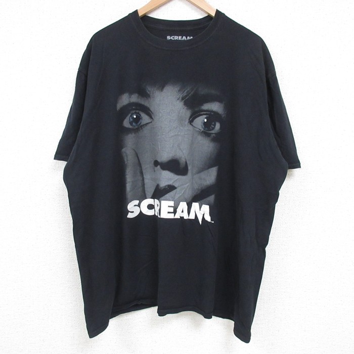 XL★古着 半袖 Tシャツ メンズ 映画 スクリーム 大きいサイズ コットン クルーネック 黒 ブラック 【spe】 25apr19 中古