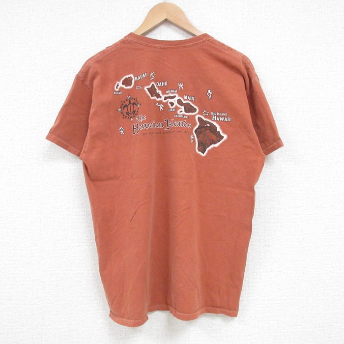 L★古着 半袖 Tシャツ メンズ ハワイ クルーネック USA製 茶 ブラウン 25apr19 中古