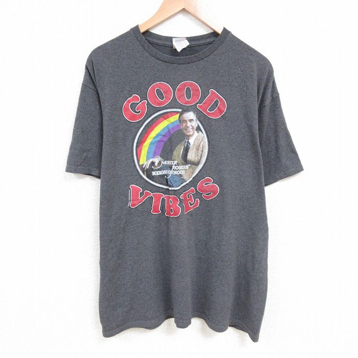 XL★古着 半袖 Tシャツ メンズ ミスターロジャースネイバーフッド 大きいサイズ クルーネック グレー 霜降り 25apr23 中古