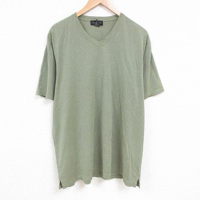 XL★古着 バンヒューセン 半袖 Tシャツ メンズ 大きいサイズ Vネック 緑他 グリーン ボーダー 25apr23 中古