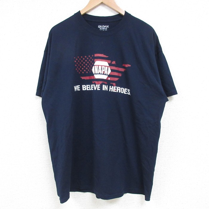 XL★古着 半袖 Tシャツ メンズ NAPA クルーネック 紺 ネイビー 25apr24 中古