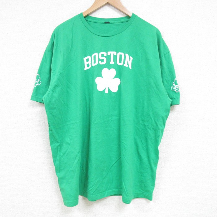 XL★古着 半袖 Tシャツ メンズ ボストン クローバー 大きいサイズ クルーネック 緑 グリーン 25apr24 中古