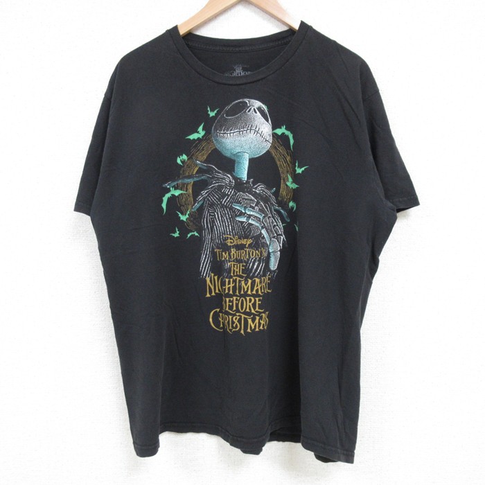 XL★古着 半袖 Tシャツ メンズ ディズニー DISNEY ナイトメアビフォアクリスマス コットン クルーネック 黒 ブラック 25apr24 中古