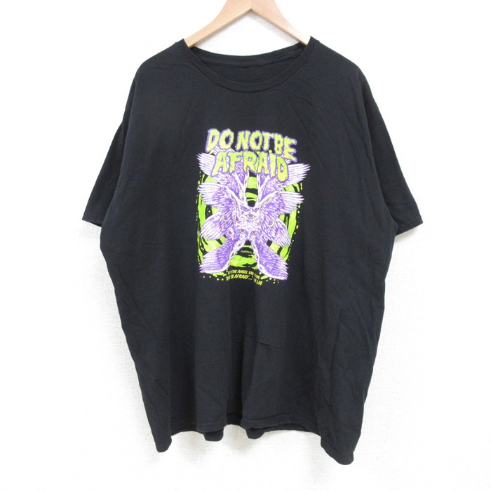 XL★古着 半袖 Tシャツ メンズ DO NOT BE AFRAID 大きいサイズ クルーネック 黒 ブラック 25apr24 中古
