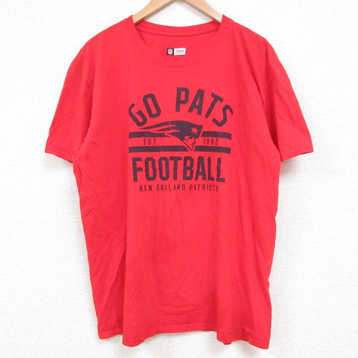 XL★古着 半袖 Tシャツ メンズ NFL ニューイングランドペイトリオッツ コットン クルーネック 赤 レッド アメフト スーパーボウル 25jun04 中古