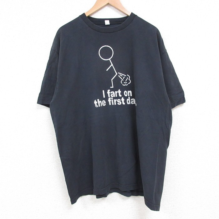 XL★古着 半袖 Tシャツ メンズ fart コットン クルーネック 黒 ブラック 25jun04 中古