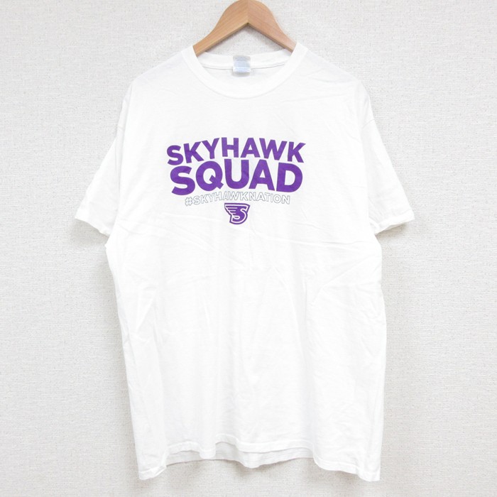 XL★古着 半袖 Tシャツ メンズ スカイホーク コットン クルーネック 白 ホワイト 25jun04 中古