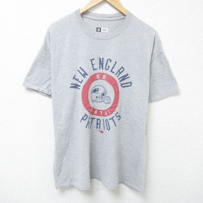 XL★古着 半袖 Tシャツ メンズ NFL ニューイングランドペイトリオッツ クルーネック グレー 霜降り アメフト スーパーボウル 25jun05 中古