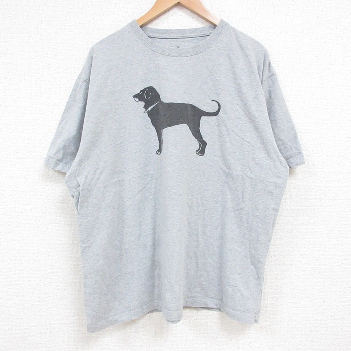 XL★古着 半袖 Tシャツ メンズ The Black Dog 大きいサイズ コットン クルーネック グレー 霜降り 25may17 中古