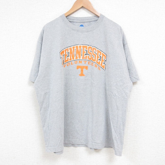 【50%OFF】XL★古着 半袖 Tシャツ メンズ テネシー 大きいサイズ クルーネック グレー 霜降り 25may17 中古